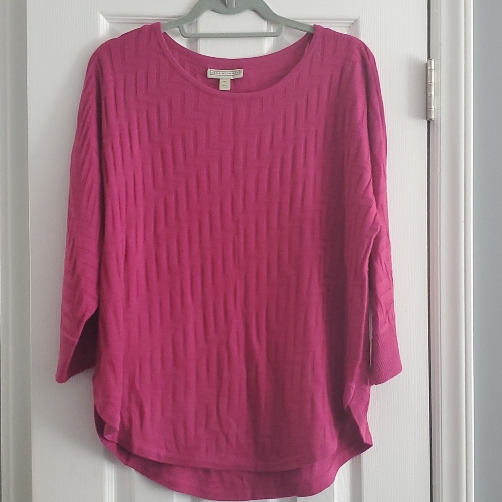 DANA BUCHMAN PINK SWEATER 3/4 SLEEVES SIZE XL
